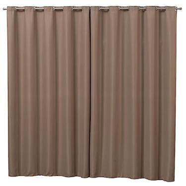 Imagem de Cortina Semi Blackout, Tecido Poliéster, 2 Folha, com Ilhoses Cromados, para Varão Simples até 28mm, Design Moderno (Avelã, 1,30x1,70m)