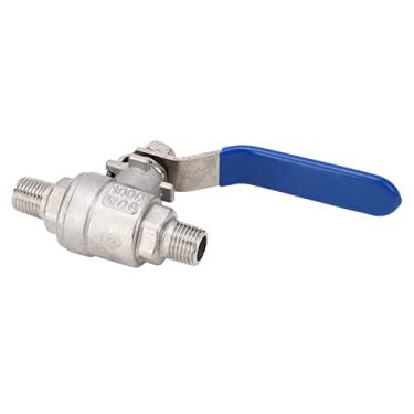 Imagem de Akozon Válvula de Esfera Reta de 2 Peças de Aço Inoxidável Com Rosca Macho NPT DN8 de 1/4 pol. - Conector de Encaixe de Controle Confiável para água, óleo, e Muito Mais