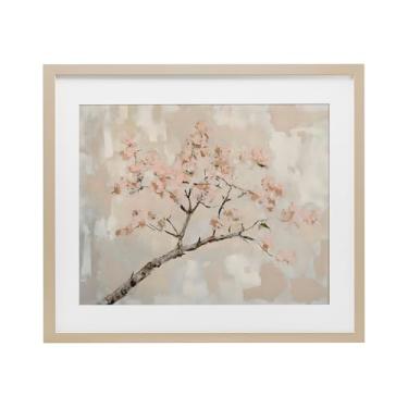 Imagem de Stupell Industries Impressão emoldurada branca de ramo de flores de cerejeira silenciosas sob vidro, design de Franklyn Gregory, 33 x 40