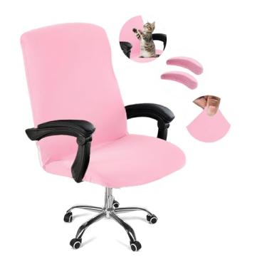 Imagem de DVLOL Capa para cadeira de escritório, capa removível para cadeira de mesa com zíper, capa giratória universal antipoeira para assento de escritório, protetor de assento de computador lavável para