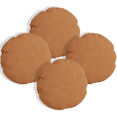 Imagem de Kit 4 Almofadas Bolacha Redonda Cookie 40x40 Cm Veludo 7 Decor Terracota