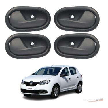 Imagem de Kit 4 Maçanetas Interna Puxador Porta Sandero Logan Apos 14 - Un / 4 [f103]