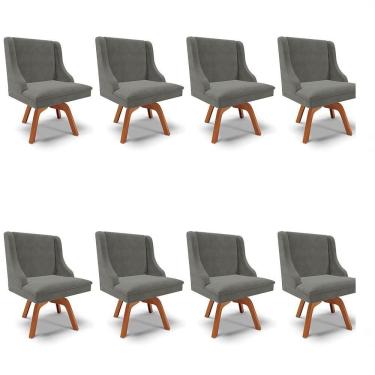 Imagem de Kit 8 Cadeiras Estofadas Giratória Para Sala De Jantar Lia Suede Grafite - Ibiza