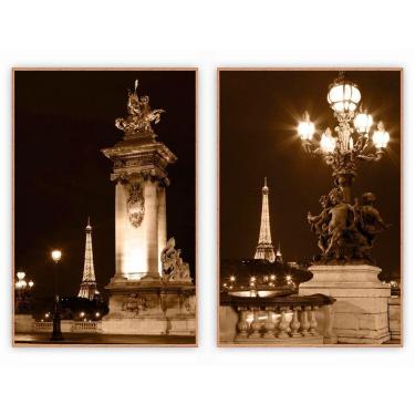 Imagem de Kit Com 2 Quadros Decorativos Cidades Com Moldura Para Sala Quarto Escritório 82x122 Cidades 008