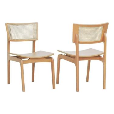 Imagem de Kit 2 Cadeiras Apollo Madeira Maciça Encosto Telinha Assento Anatômico - Natural Madeira