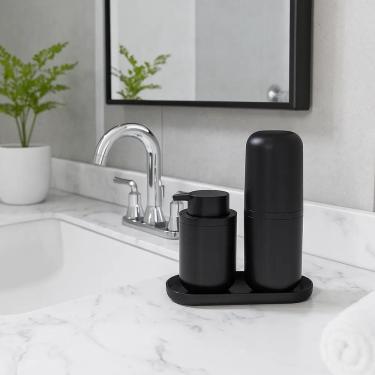Imagem de 2X Kit Porta Sabonete Liquido Escova Dente Jogo Banheiro Lav