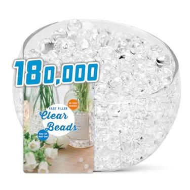 Imagem de ORIKASO 160.000 contas de gel de água transparente para centros de mesa, enchimento de vaso bronzeador para vela flutuante, decoração de Natal, centro de mesa de casamento, decorações florais, plantio