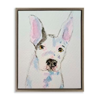 Imagem de Stupell Industries Arte de parede expressiva em tela flutuante marrom com desenho de cachorro, design de Tatiana Roberts, 80 x 63 cm