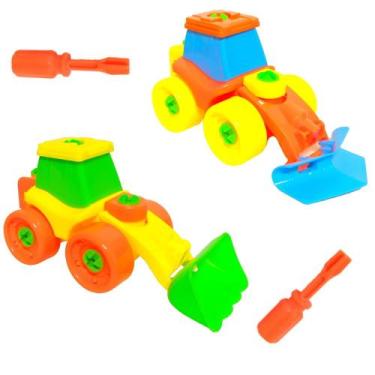Imagem de Trator Monta Desmonta com Chave Brinquedo Infantil - Kit c/2 - CIM TOY