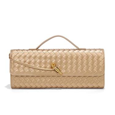 Imagem de LMKIDS Bolsa feminina de tecido para noite, bolsa tiracolo de couro de tecido, bolsa de ombro para mulheres, bolsas fofas, Champanhe, 11.8 inches