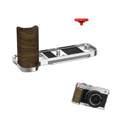 Imagem de SZZCNOX X-E5 Punho de mão em forma de L com botão de obturador para Fuji Fujifilm XE5 X-E5 Punho de madeira compatível com câmera FUJIFILM X-E5, placa de liberação rápida padrão Arca embutida
