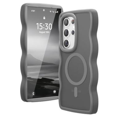 Imagem de Amzfield Capa protetora para Samsung Galaxy S24 Ultra compatível com Magsafe Ondulado Bonito Design Magnético Translúcido Fosco Rígido Silicone Bumper Capa Protetora para S24 Ultra Mulheres e Meninas