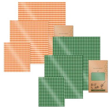 Imagem de LUMINFLY Food Wraps cera de abelha reutilizável 2 peças, conjunto de algodão orgânico, inclui tamanhos pequenos, médios, grandes, ideal para cozinha, armazenamento sustentável de alimentos