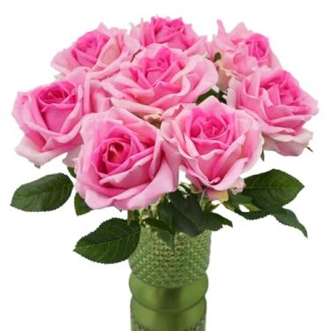 Imagem de JaHe Artisan 6 peças de rosas de látex de toque real de seda, haste única artificial, flores grandes para casa, festa, escritório, casamento, decoração interna, arranjos florais, centros de mesa