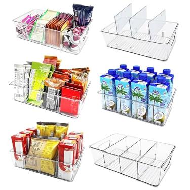 Imagem de EASPACE Pacote com 6 caixas organizadoras de despensa – recipientes de armazenamento transparentes para despensa, cozinha, geladeira, armário ou prateleira – perfeitos para lanches, alimentos, bebidas