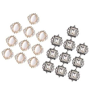 Imagem de Botões planos de enfeite de strass cintilante para artesanato DIY e scrapbooking, 20 peças de pedras preciosas mistas de cristal