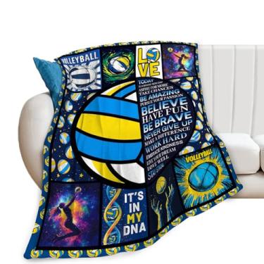 Imagem de Cobertor de vôlei, cobertor azul de vôlei, presentes de voleibol, cobertores, material de flanela de lã para adolescentes, meninas, homens, meninos, amantes, adultos, roupa de cama macia para