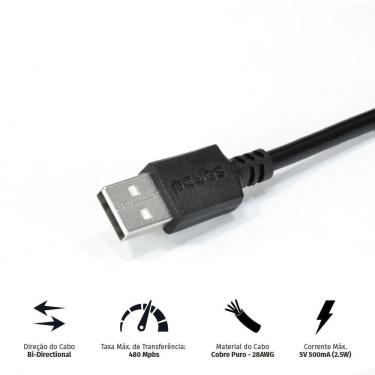 Imagem de Cabo Usb A 2.0 Para Mini Usb B 2.0 3m - Puanm2-3