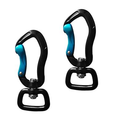 Imagem de Luzhengyang Conjunto de mosquetão de alumínio com peso de 2 peças para aventuras ao ar livre, gancho giratório para olhal, máximo de 400 kg, chaveiro de acampamento, caminhada, pesca - olho quadrado