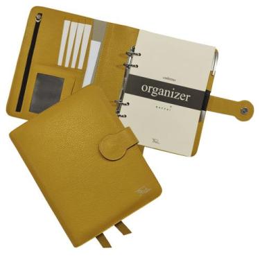 Imagem de Caderno Organizer Couro 127-R Personalizado Raffai Couros, Açafrão
