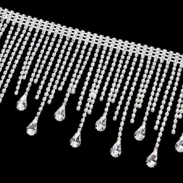 Imagem de LUMINFLY Colar de franja de strass com borla, corrente de 99 cm para casamentos, festas e ocasiões especiais