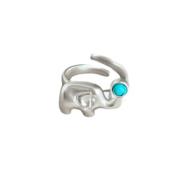 Imagem de Dtja Anel de declaração de animal elefante fosco para mulheres, moderno, fofo, mascote, aberto, anéis de dedo com ajuste confortável, joia festiva de Natal tamanho 8, 8, Metal, Sem pedra preciosa