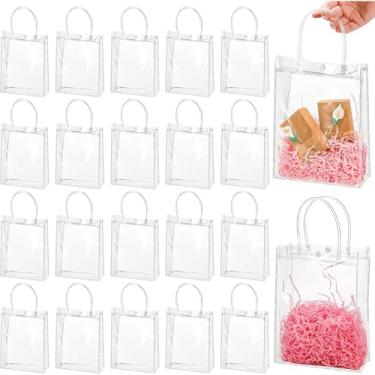 Imagem de 50 Unidades Sacola Presente Transparente PVC Presenteável para Festas e Eventos (transparente, 20x20x8cm)