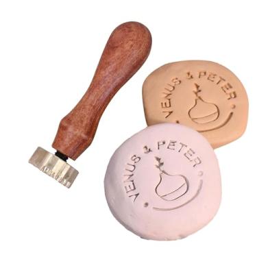 Imagem de Carimbo de cerâmica personalizado faça você mesmo, crie seu próprio logotipo com design personalizado para cerâmica, argila de polímero e assinatura de fabricação de sabão (6 cm)