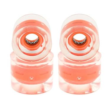 Imagem de Pacote com 4 rodas de skate longboard para crianças, rodas flash de 60 mm 78A, material PU, para andar de rua, skate elétrico, mini cruiser, rolamento ABEC-9, substituição - laranja