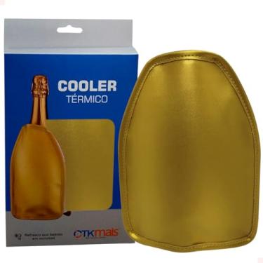 Imagem de Cooler Bolsa Térmica com Gel para Garrafa 750ml em Nylon Vinho Espumante Bebidas Cooler Sleeve CTK Mais (Dourada)