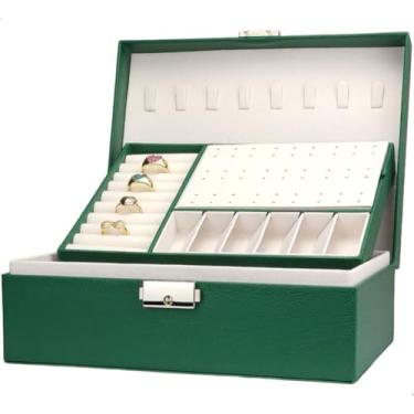 Imagem de Porta Joias Maleta Grande Para Viagem Organizador Ótimo joia caixa de joia(verde interior branco)