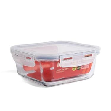 Imagem de Pote de Vidro 740ml Hermético Marmita com Tampa de Plástico Quadrado -