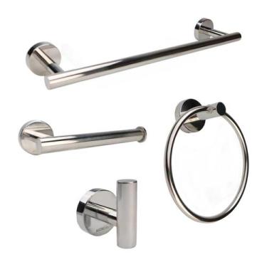 Imagem de Kit Acessórios 4Pcs Para Banheiro Lavabo Aço Inox Cromado - Kokay
