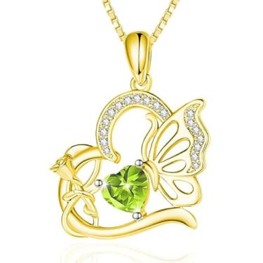 Imagem de VANAODUC Colar feminino de pedra do mês de nascimento e borboleta com pingente infinito, ouro 14 quilates/ouro branco 18K, joias de aniversário, presentes de Natal para sua mãe e esposa, Suitable for