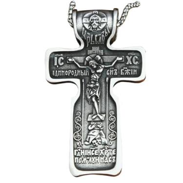 Imagem de Colar masculino vintage 2025 tamanho grande Jesus punk aço inoxidável pingente cruz cristã motociclista amuleto decoração joia comemorativa com acessórios modernos criativos melhores para presente