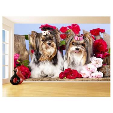 Imagem de Papel De Parede 3D Animais Cachorros Yorkshire 3,5M Anm363 - Você Deco