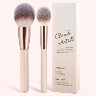 Imagem de Pincéis de maquiagem facial, 2 pincéis de maquiagem mais caixa, usados para blush, maquiagem e outras maquiagens em pó (tez)