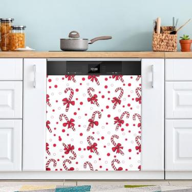 Imagem de ATTX Capa de ímã para lava-louças de bengalas de doces de Natal, 58 cm C x 66 cm A decoração da capa frontal da máquina de lavar louça, decalques de armário doméstico adesivos de eletrodomésticos #531