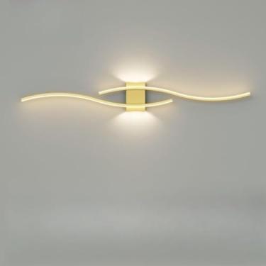 Imagem de Conjunto de luminárias de parede lineares minimalistas em estilo nórdico - Design moderno e simples com grades para sala de estar e quarto, iluminação moderna para cabeceira (G)