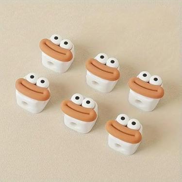 Imagem de 6 clipes de gerenciamento de cabos – organizador de cabos de plástico, suporte leve para mesa e cabo de carregamento, grampo de linha de carregamento adesivo montado na parede - branco