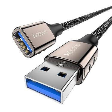 Imagem de MOGOOD Cabo de extensão USB 3.0 Cabo de extensão USB tipo A macho para fêmea Extensor USB compatível com telefone, luzes, microfone, PC, laptop, Xbox, MacBook (2 m, preto)