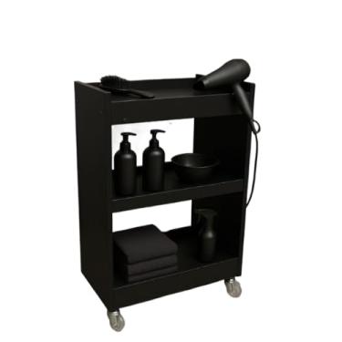 Imagem de Carrinho Auxiliar MDF com rodinhas salão escritorio cozinha banheiro(PRETO)