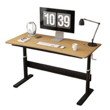Imagem de Mesa ajustável manual, mesa de trabalho com altura ajustável, mesa de trabalho 80/100/120/140 x 60 cm, placa espessa, aço carbono, multicolorida, ergonômica para escritório, escritório, preto, C 140 x