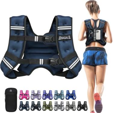 Imagem de BAGAIL Colete pesado, 2,3 kg/3,6 kg/4,5 kg/5,4 kg/6,8 kg/9,1 kg/11,3 kg/13,6 kg colete de peso com bolsa removível para telefone, colete de corrida para mulheres, homens, caminhada, perda de peso
