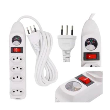 Imagem de Régua Filtro de Linha com 7 Tomadas Extensão Elétrica 1 Universal 4 USB Type c Bivolt 10A 110v/220v(4 TOMADAS)