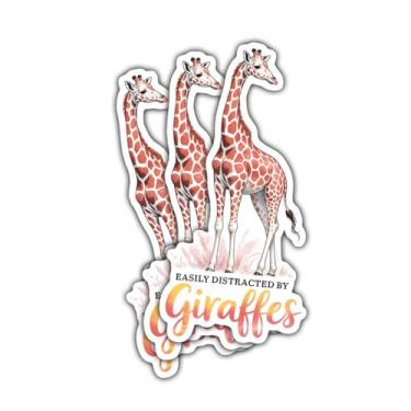 Imagem de 3 peças de adesivos bonitos girafa em pé, adoráveis decalques de vinil de animais selvagens para laptop, caderno, garrafa de água, para-choque de carro, álbum de recortes, presente para adolescentes