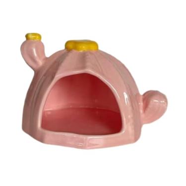 Imagem de Ｂｅｓｇａ Casinha de cerâmica para hamster, esconderijo, comedouro para esquilos e ratos, Rosa