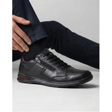 Imagem de Sapatênis Couro Masculino Pegada Masculino 114861, Preto, Bordô, 40