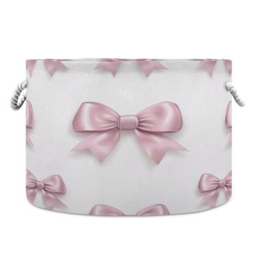 Imagem de WELLDAY Cesta de corda de algodão, laços, cesta de lavanderia de bebê para sala de estar, lavanderia, berçário, travesseiros, decoração de casa