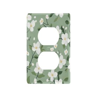 Imagem de Wassud Placa de cobertura para interruptor de luz, flores simples, decorativas, capas de parede, placa de parede para tomadas elétricas duplex 11 x 6 cm